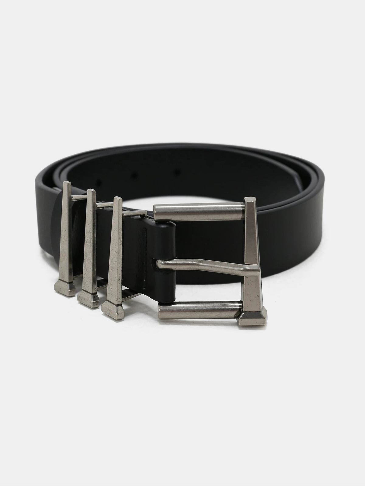 Sculptural Metal Buckle Leather Belt  OR0224