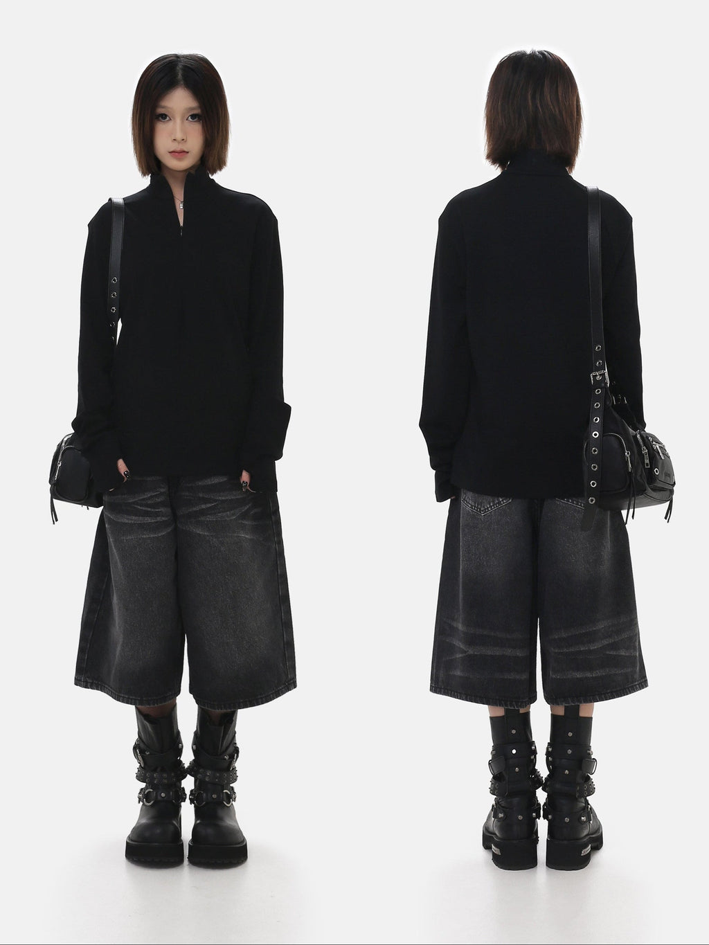 Stand Collar Zip Long Sleeve Tee  OR0225