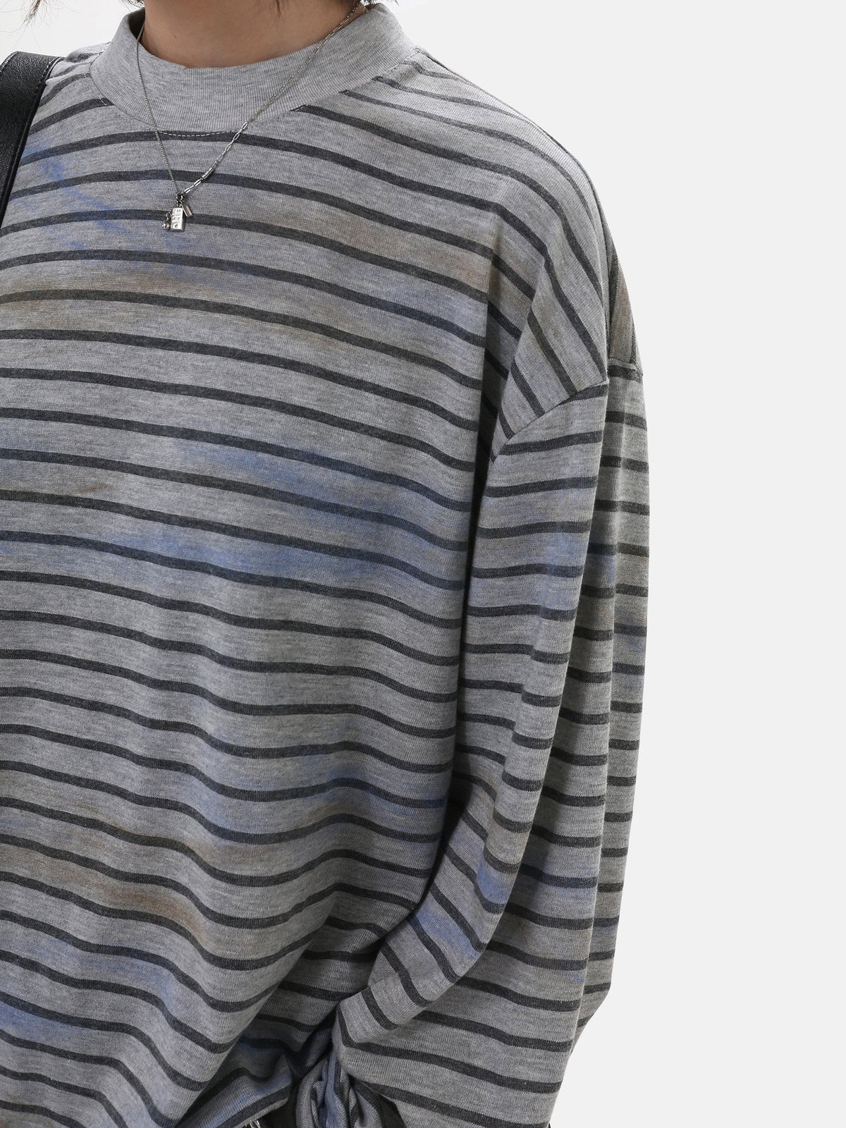 Vintage Distressed Striped Long Sleeve Tee  OR0226