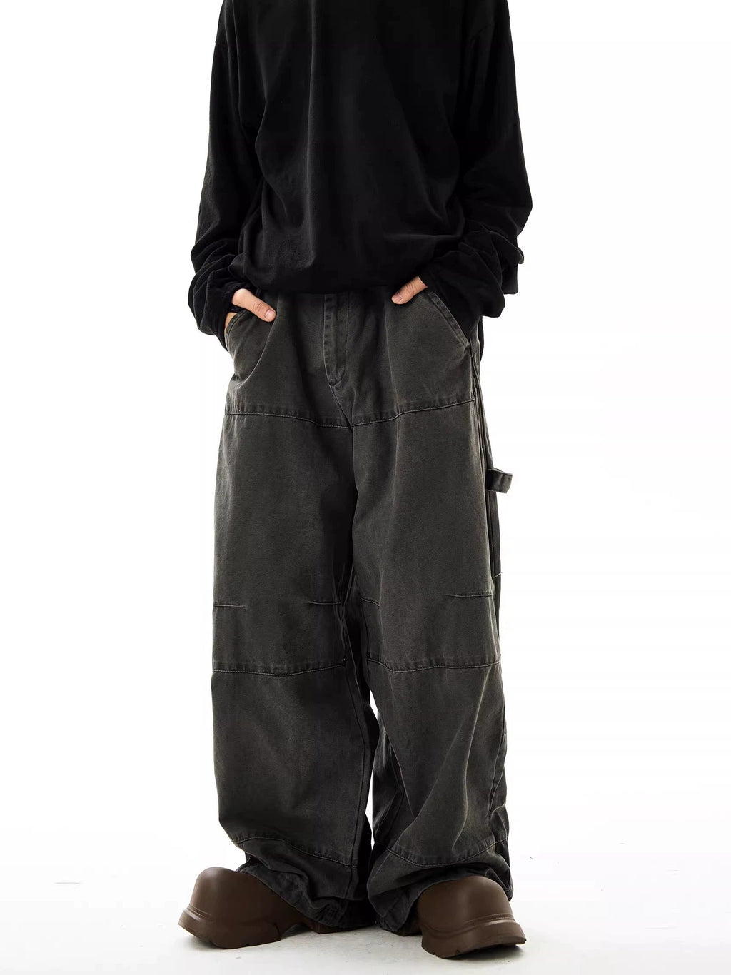 Retro Washed Old Wide-leg Overalls Pants  OR0233