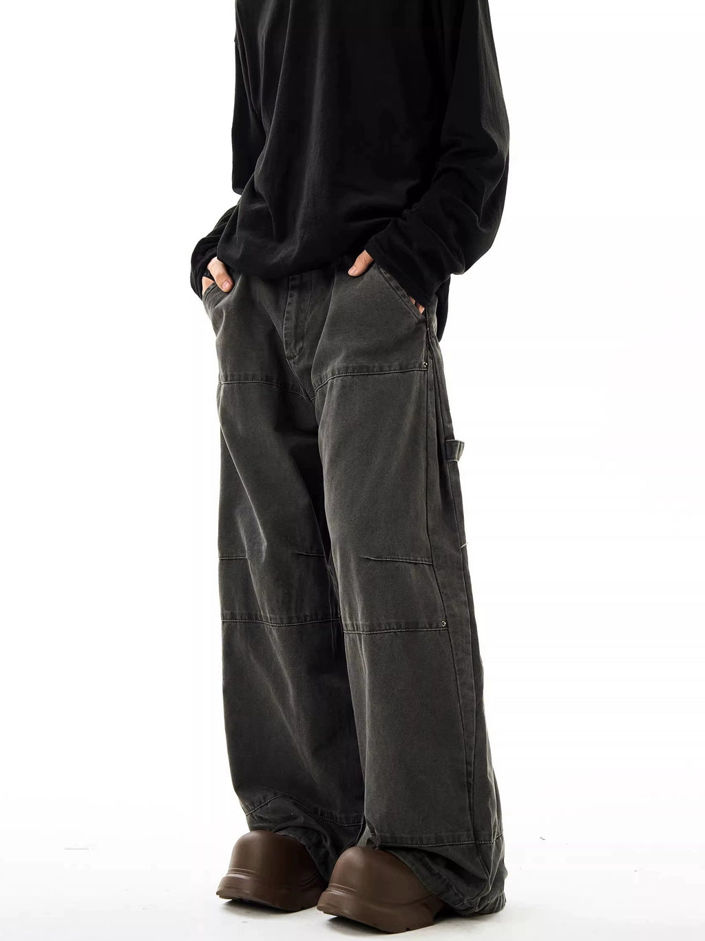 Retro Washed Old Wide-leg Overalls Pants  OR0233