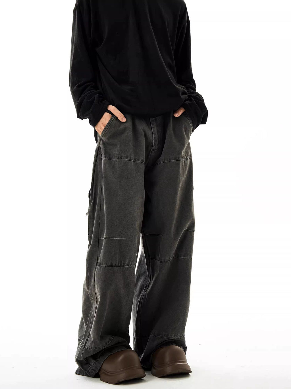 Retro Washed Old Wide-leg Overalls Pants  OR0233