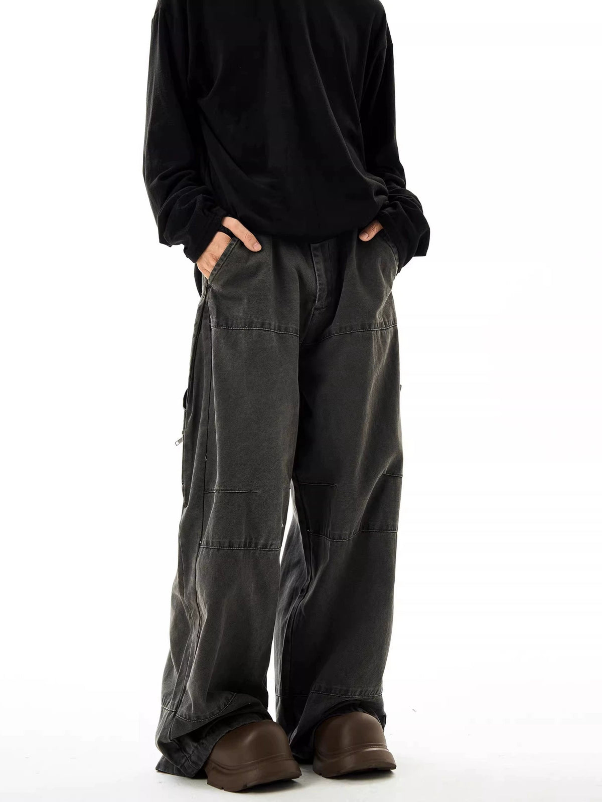 Retro Washed Old Wide-leg Overalls Pants  OR0233