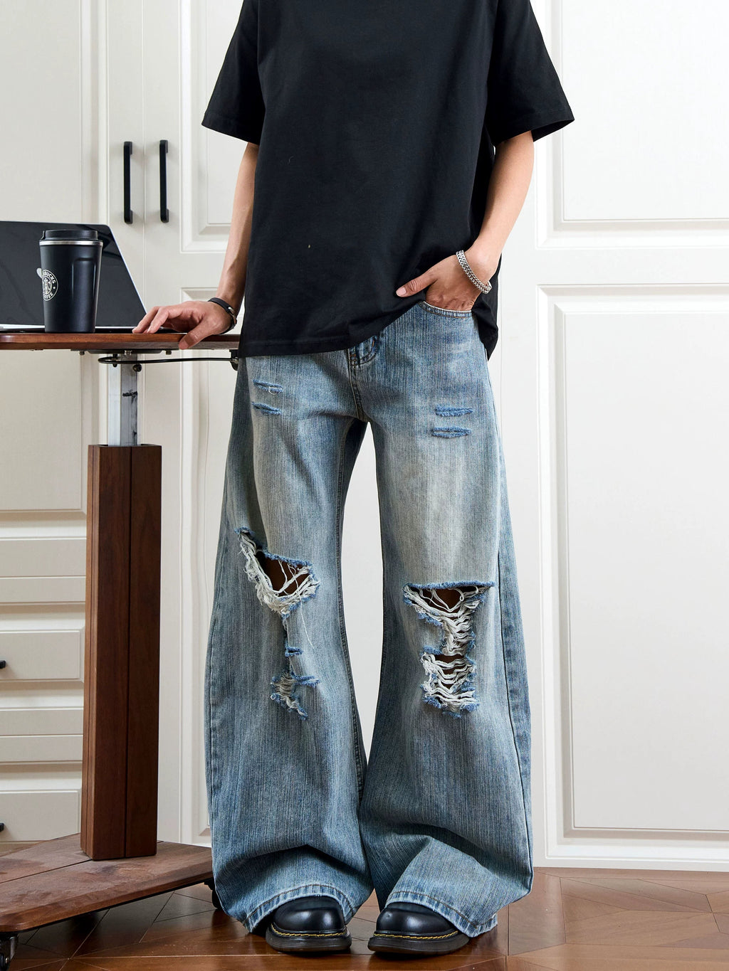 Old Washed Bamboo Ripped Jeans  OR0235