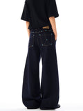Color Stone Rivet Denim Pants  OR0240