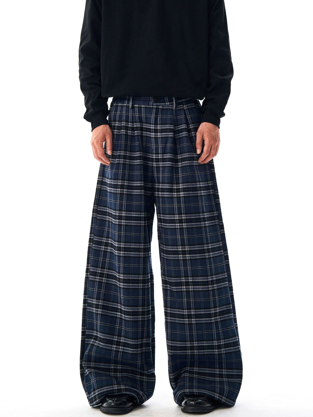 Double Pleated Plaid Casual Pants  OR0242