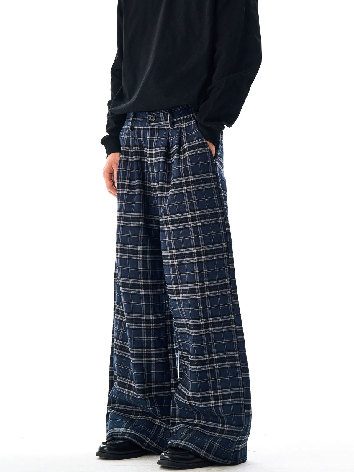 Double Pleated Plaid Casual Pants  OR0242