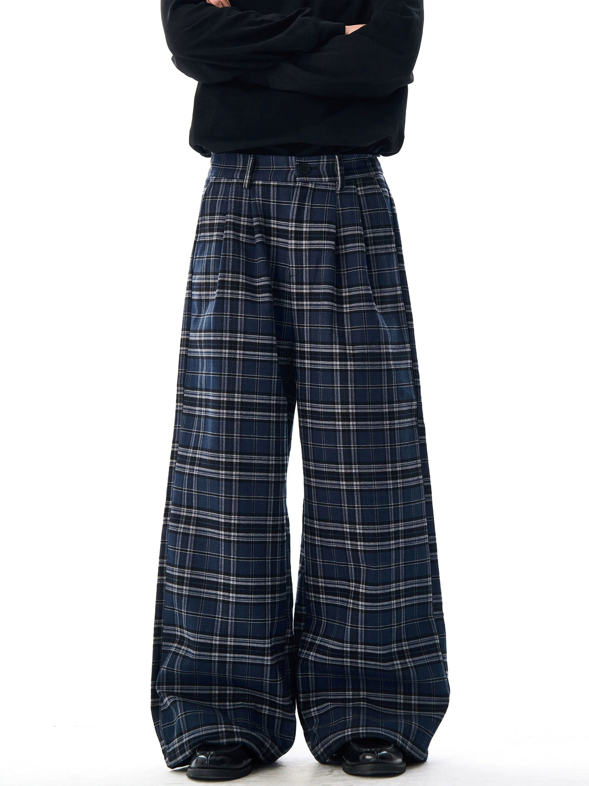 Double Pleated Plaid Casual Pants  OR0242