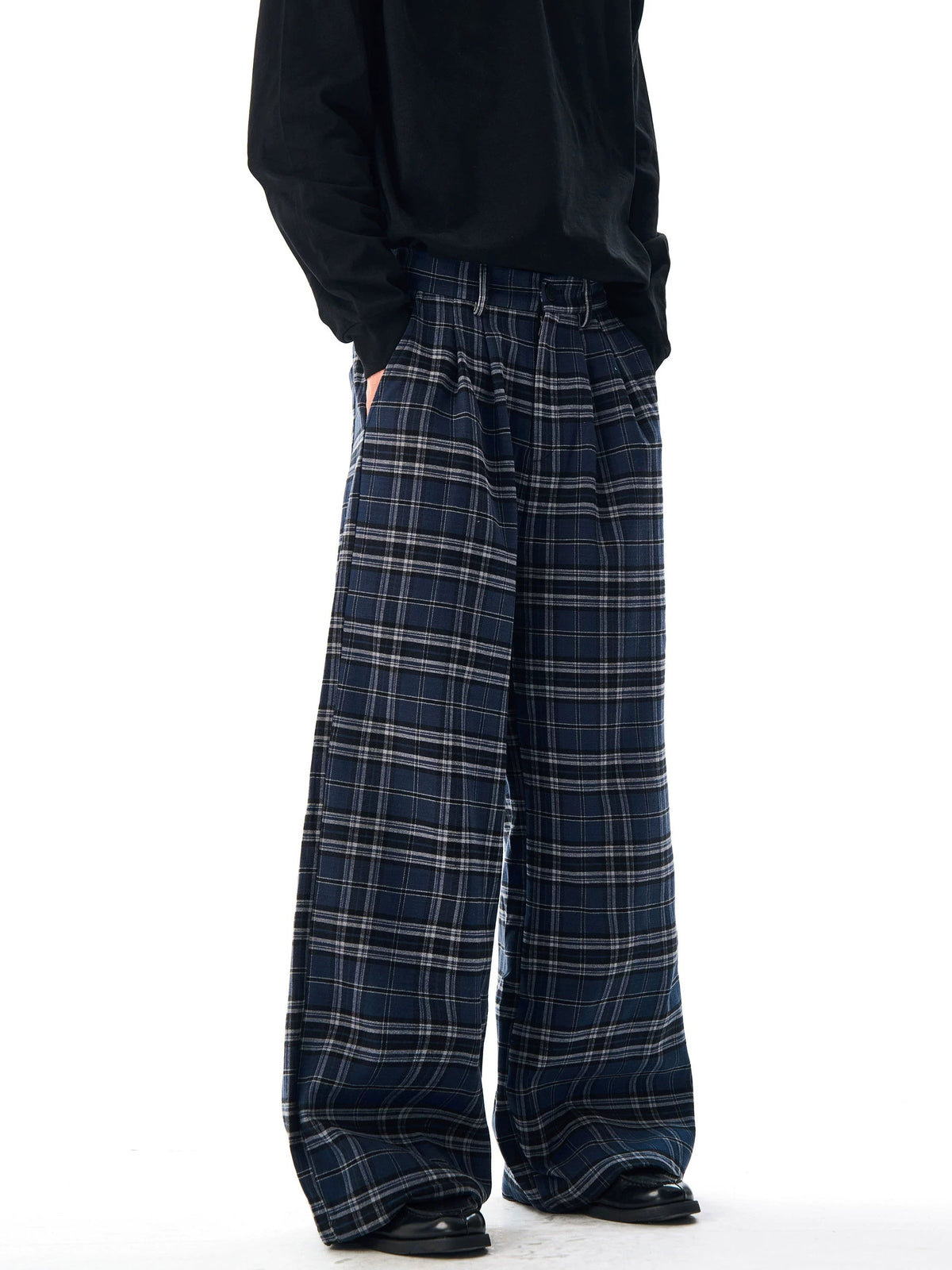 Double Pleated Plaid Casual Pants  OR0242