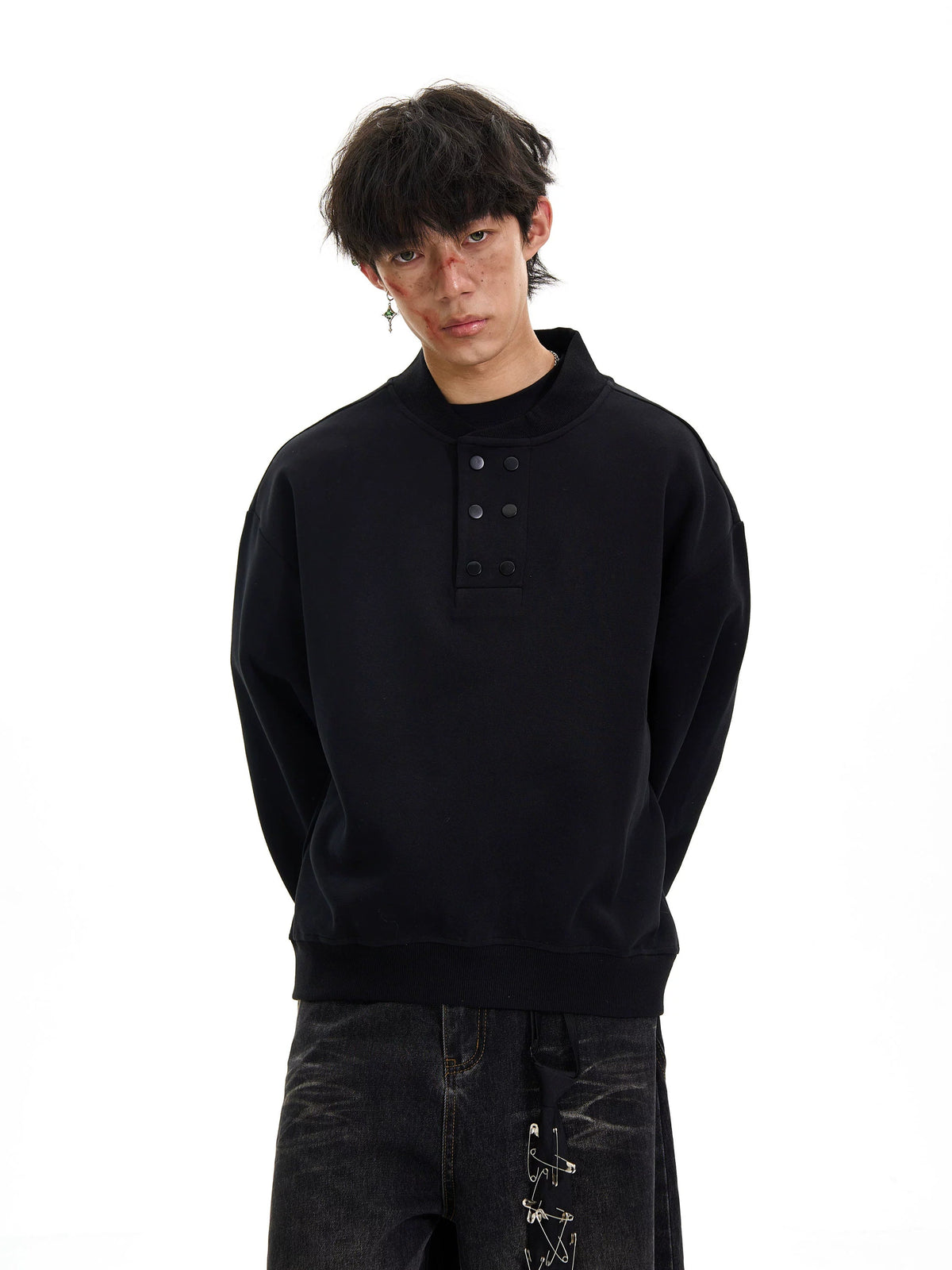 Henry Collar Loose Sweatshirt  OR0245