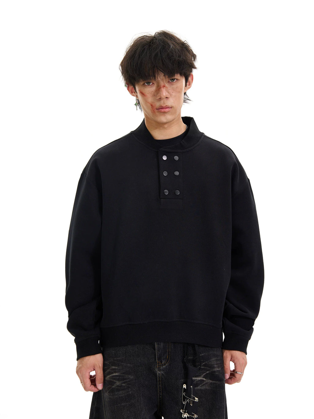 Henry Collar Loose Sweatshirt  OR0245