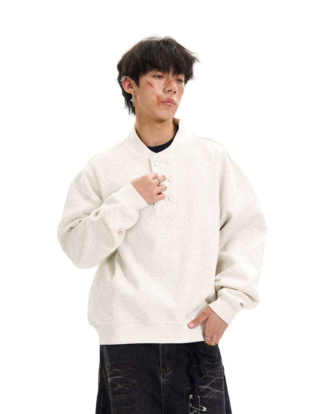 Henry Collar Loose Sweatshirt  OR0245