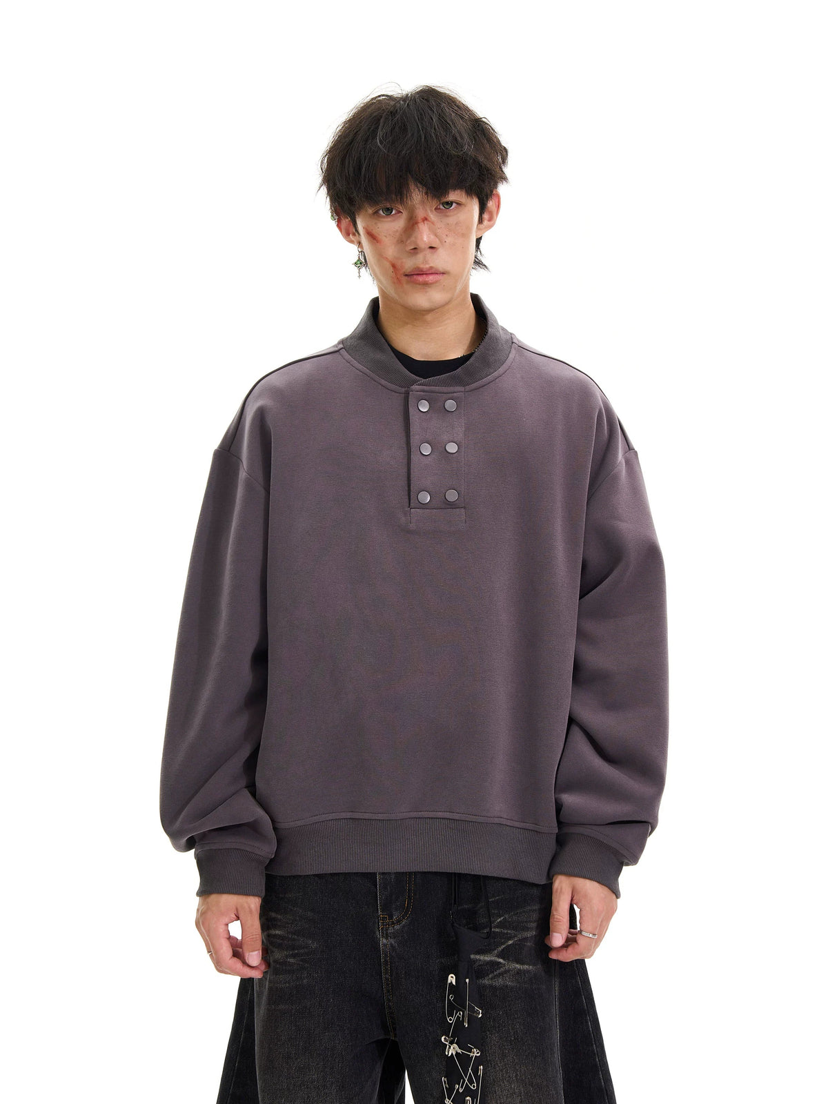 Henry Collar Loose Sweatshirt  OR0245