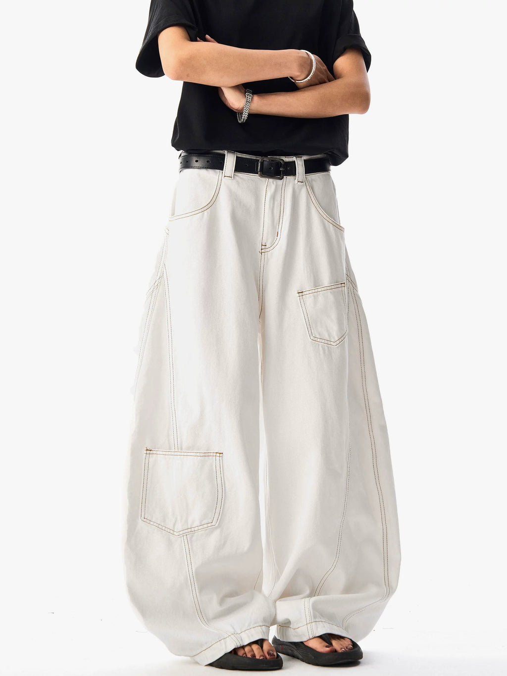 White Scimitar Pocket Jeans  OR0253