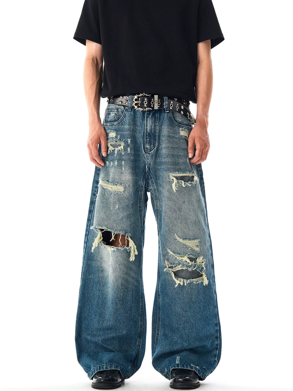 Retro Washed Distressed Ripped Jeans  OR0259