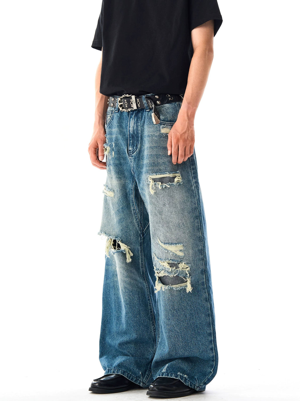 Retro Washed Distressed Ripped Jeans  OR0259