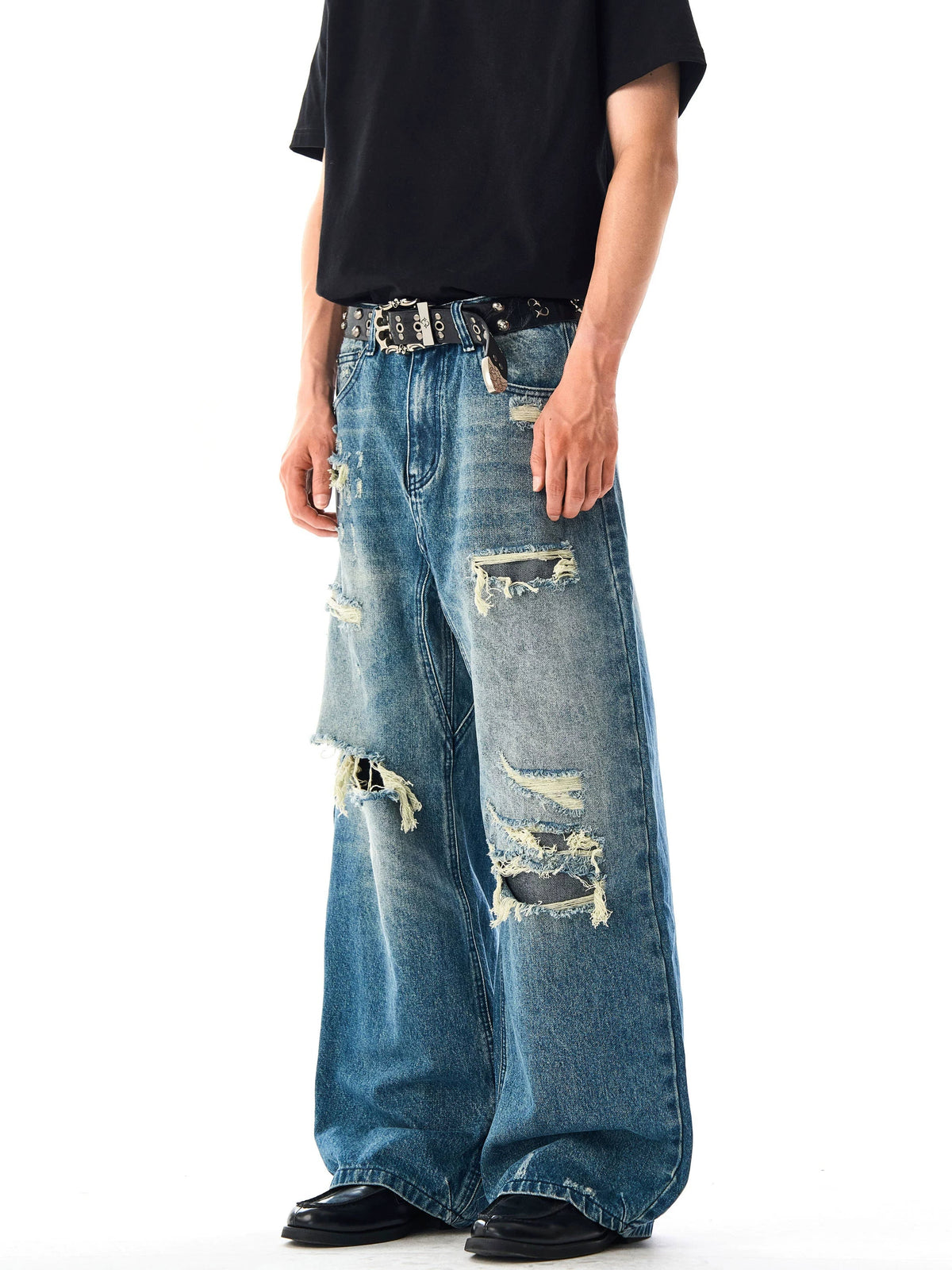 Retro Washed Distressed Ripped Jeans  OR0259