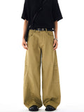 Deconstructed Design Khaki Overalls Pants  OR0262