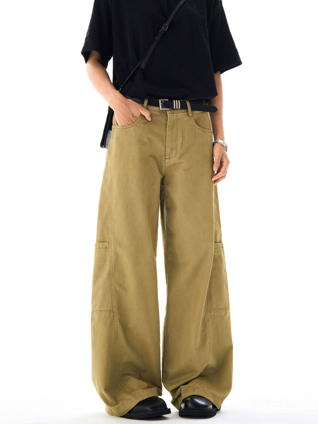 Deconstructed Design Khaki Overalls Pants  OR0262