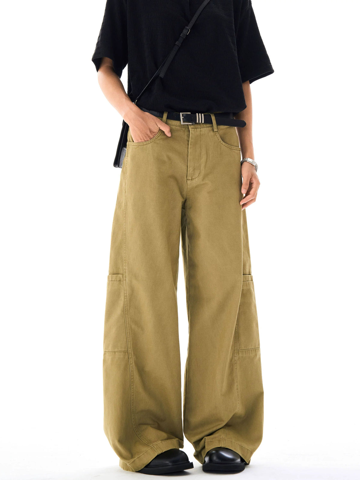 Deconstructed Design Khaki Overalls Pants  OR0262