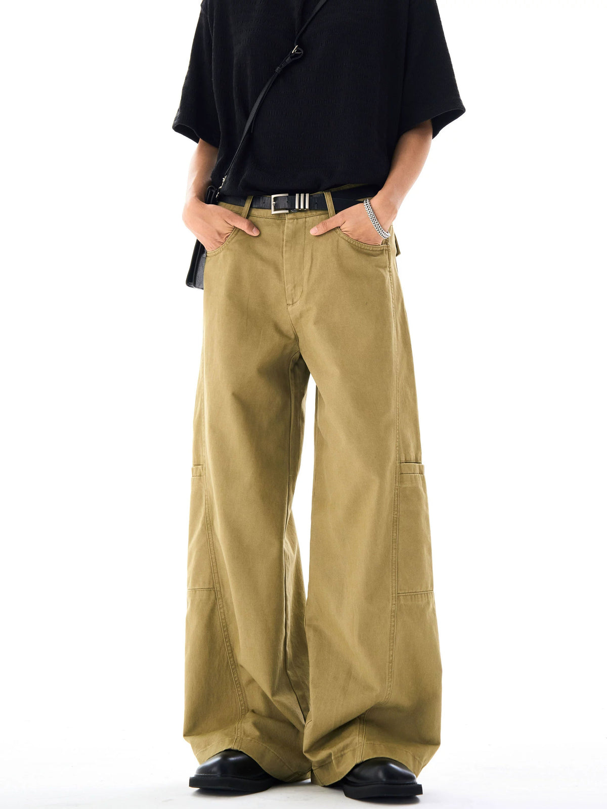 Deconstructed Design Khaki Overalls Pants  OR0262