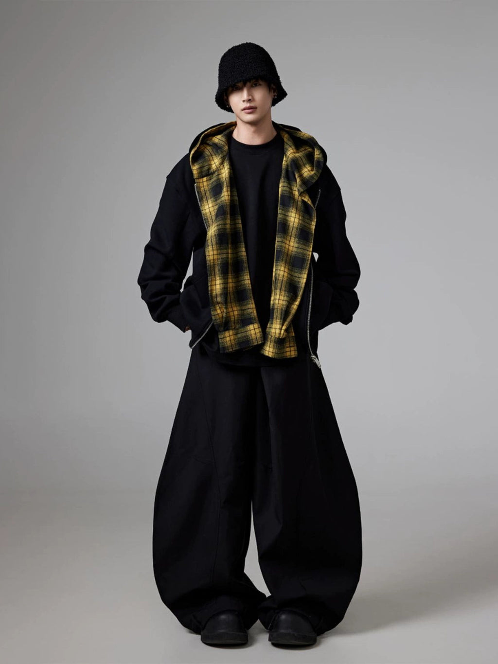 Double-layer Plaid Hoodie  OR0267