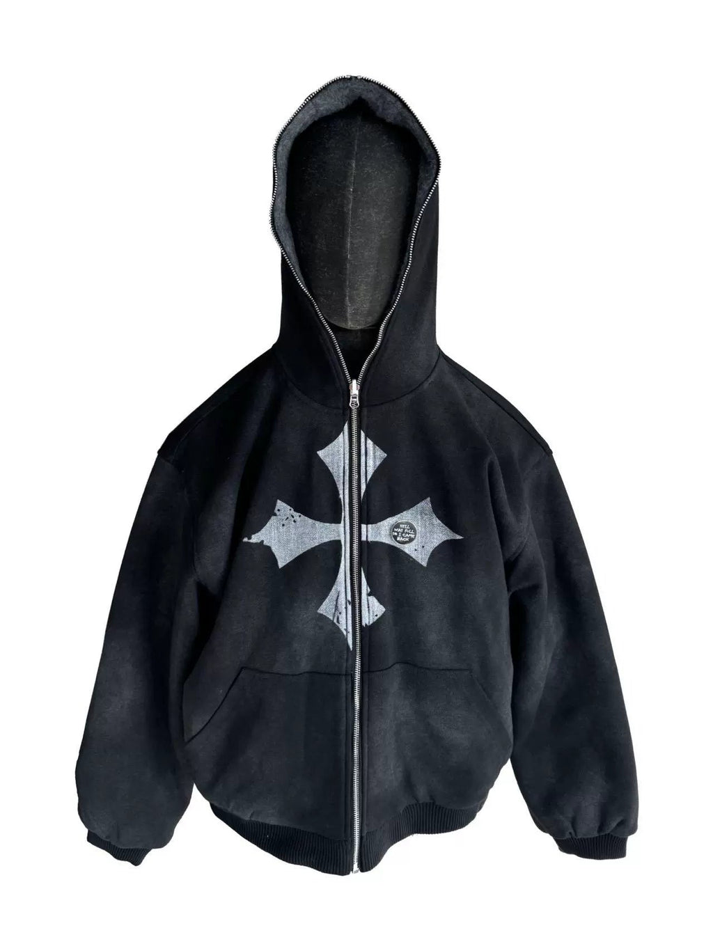 Vintage Washed Cross Zip Hoodie  OR0283