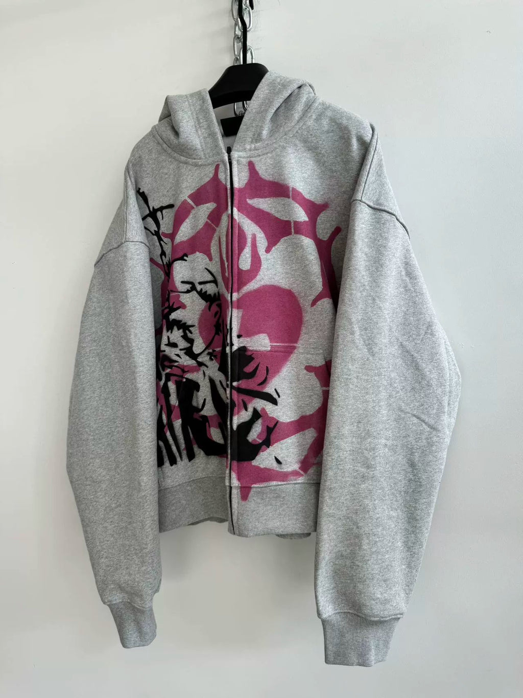 Graffiti Spraying Wide Zip Hoodie  OR0284