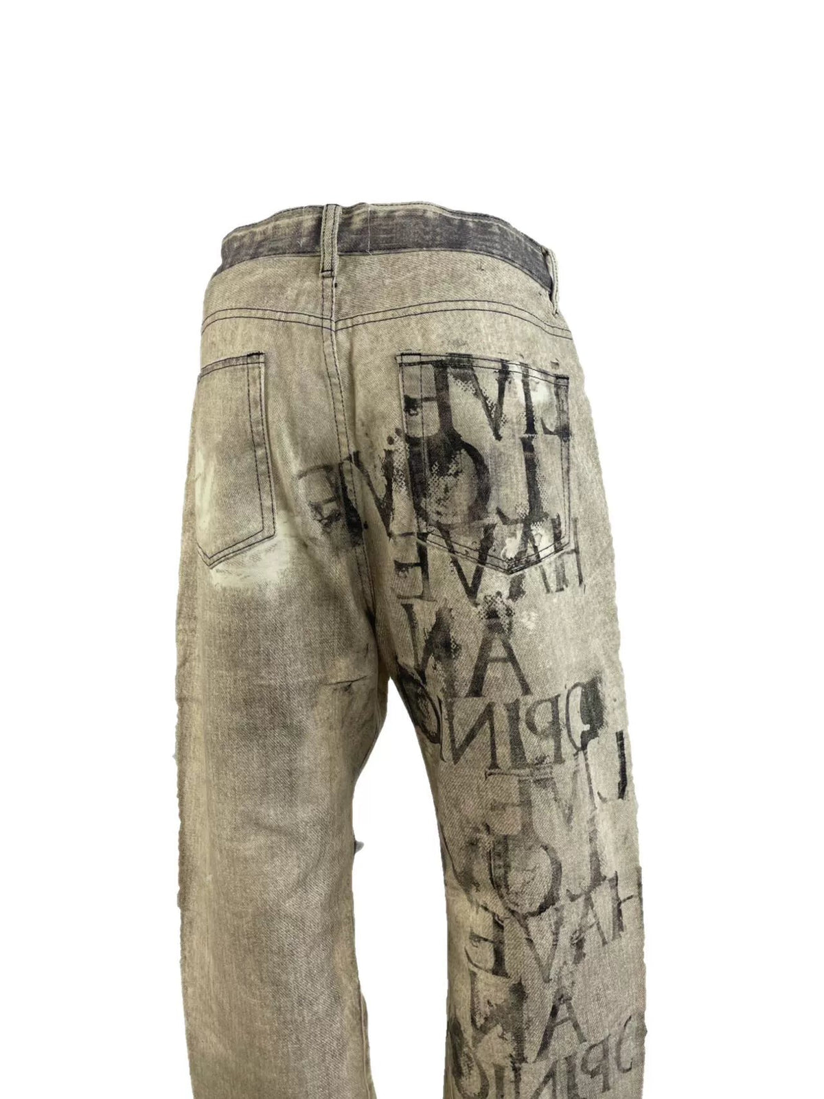 Dirty Distressed Straight Denim Pants  OR0285