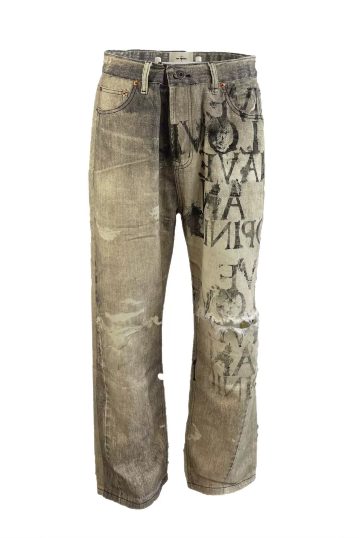 Dirty Distressed Straight Denim Pants  OR0285