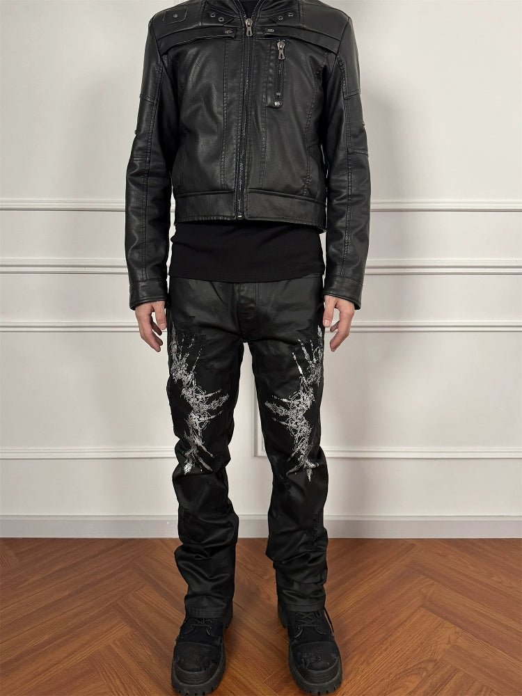 Ripped Carved Washed Pants  OR0296