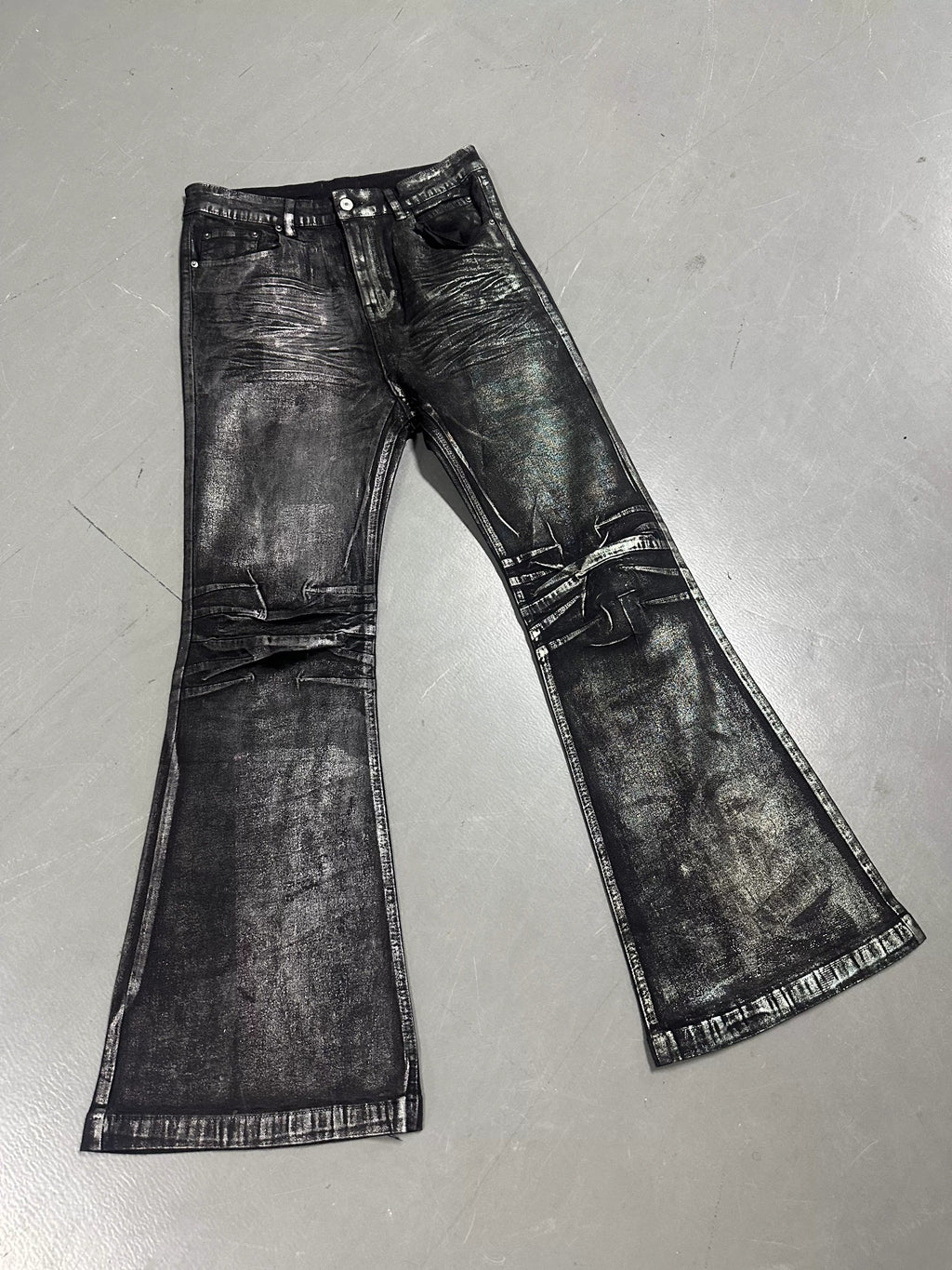 Two-tone Waxed Denim Pants  OR0298