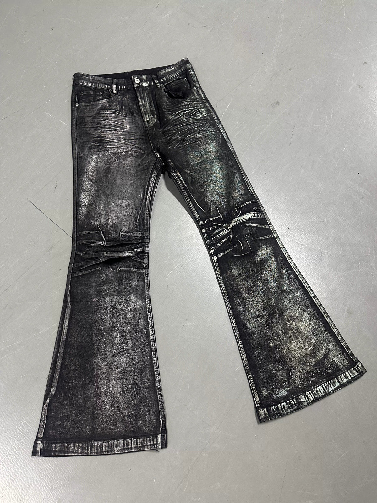 Two-tone Waxed Denim Pants  OR0298