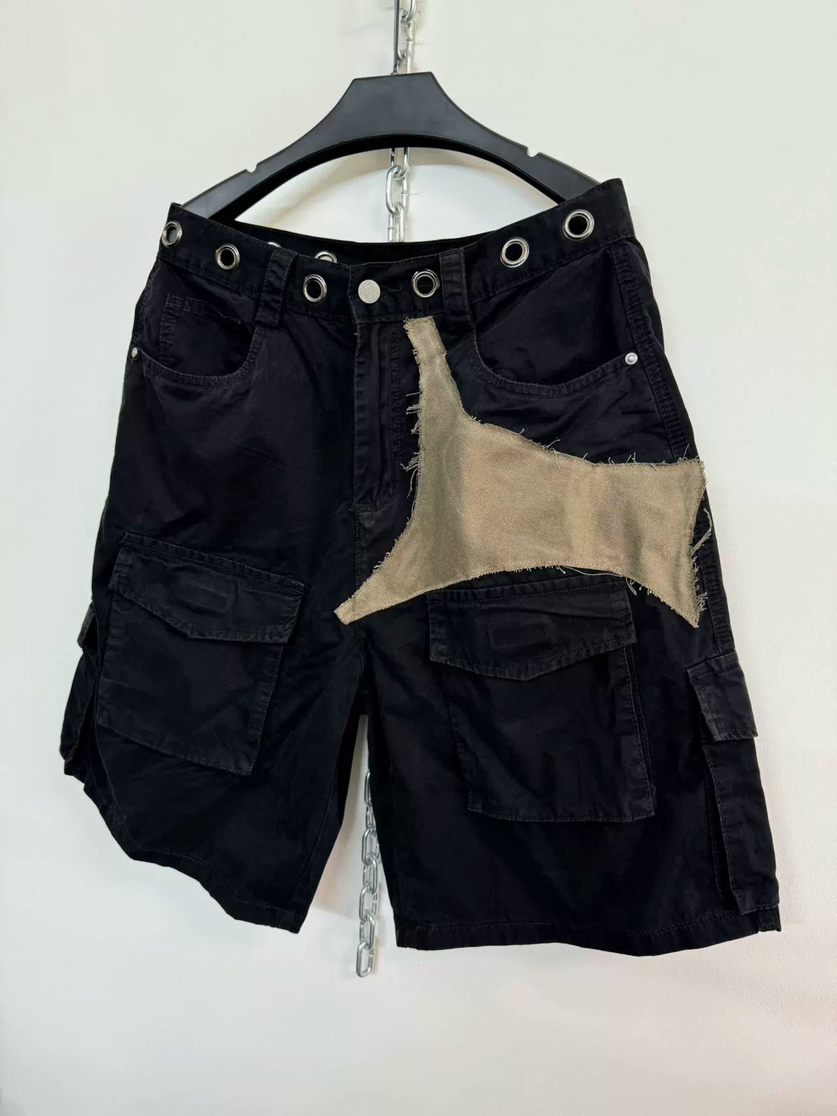 Metal Button Patchwork Shorts  OR0308