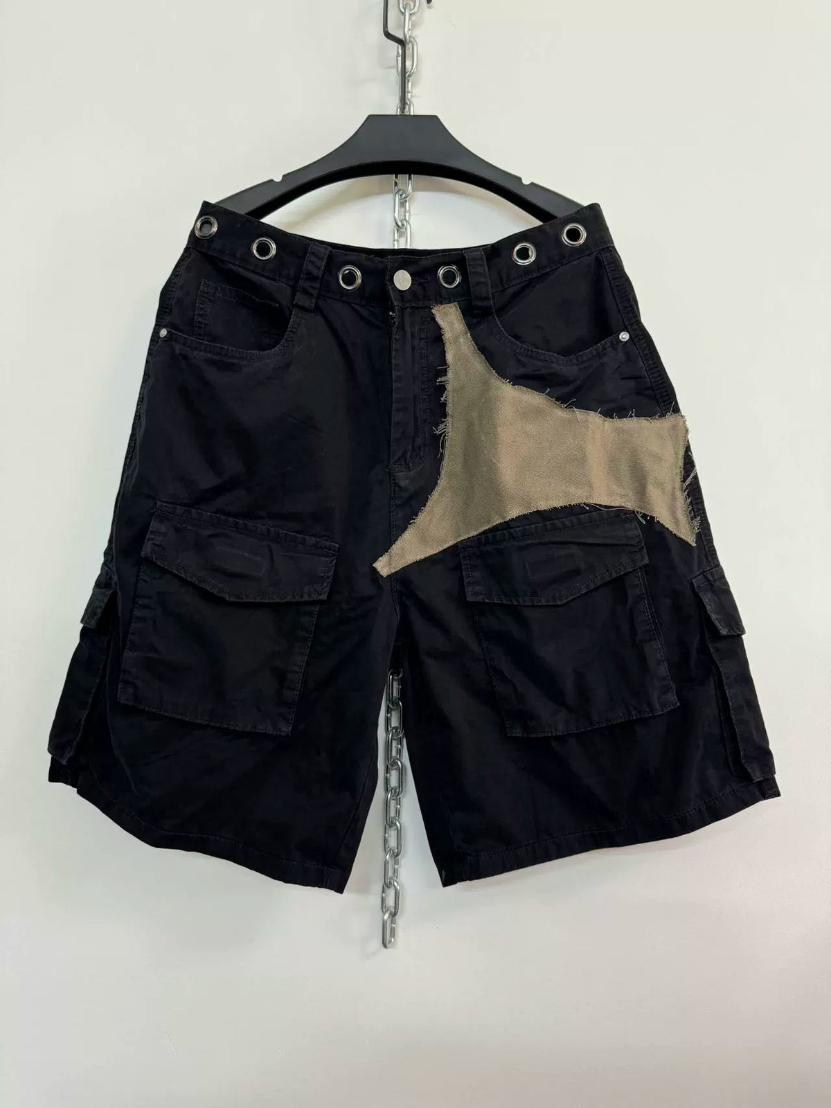 Metal Button Patchwork Shorts  OR0308