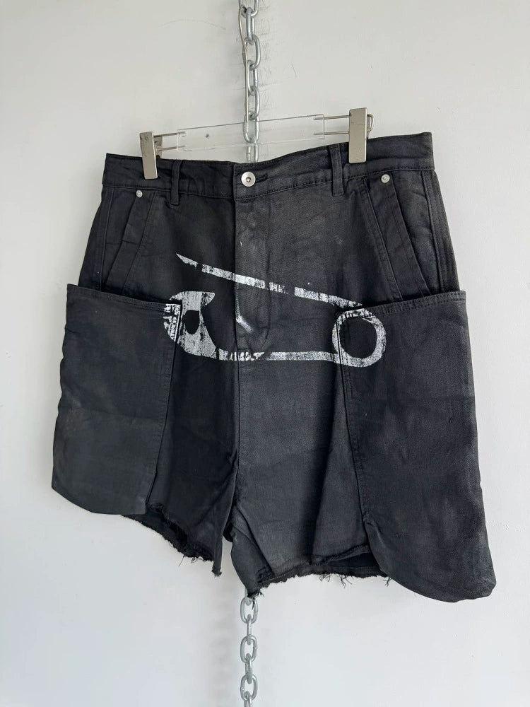 Washed Distressed Waxed Shorts  OR0311