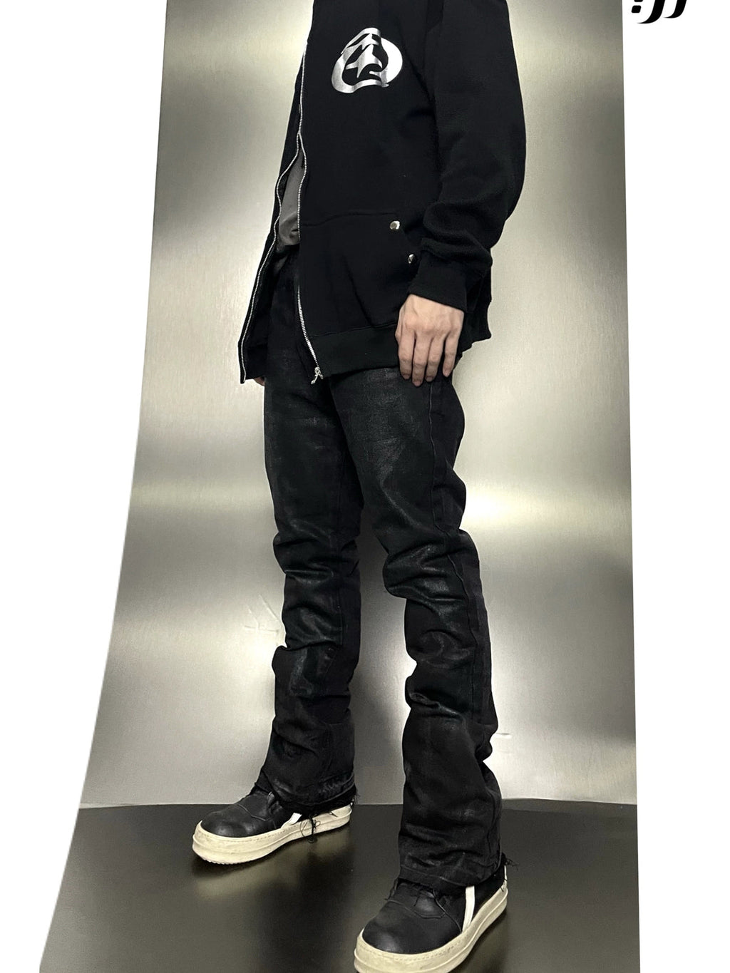 Micro-flared Destroyed Wax Pants  OR0322