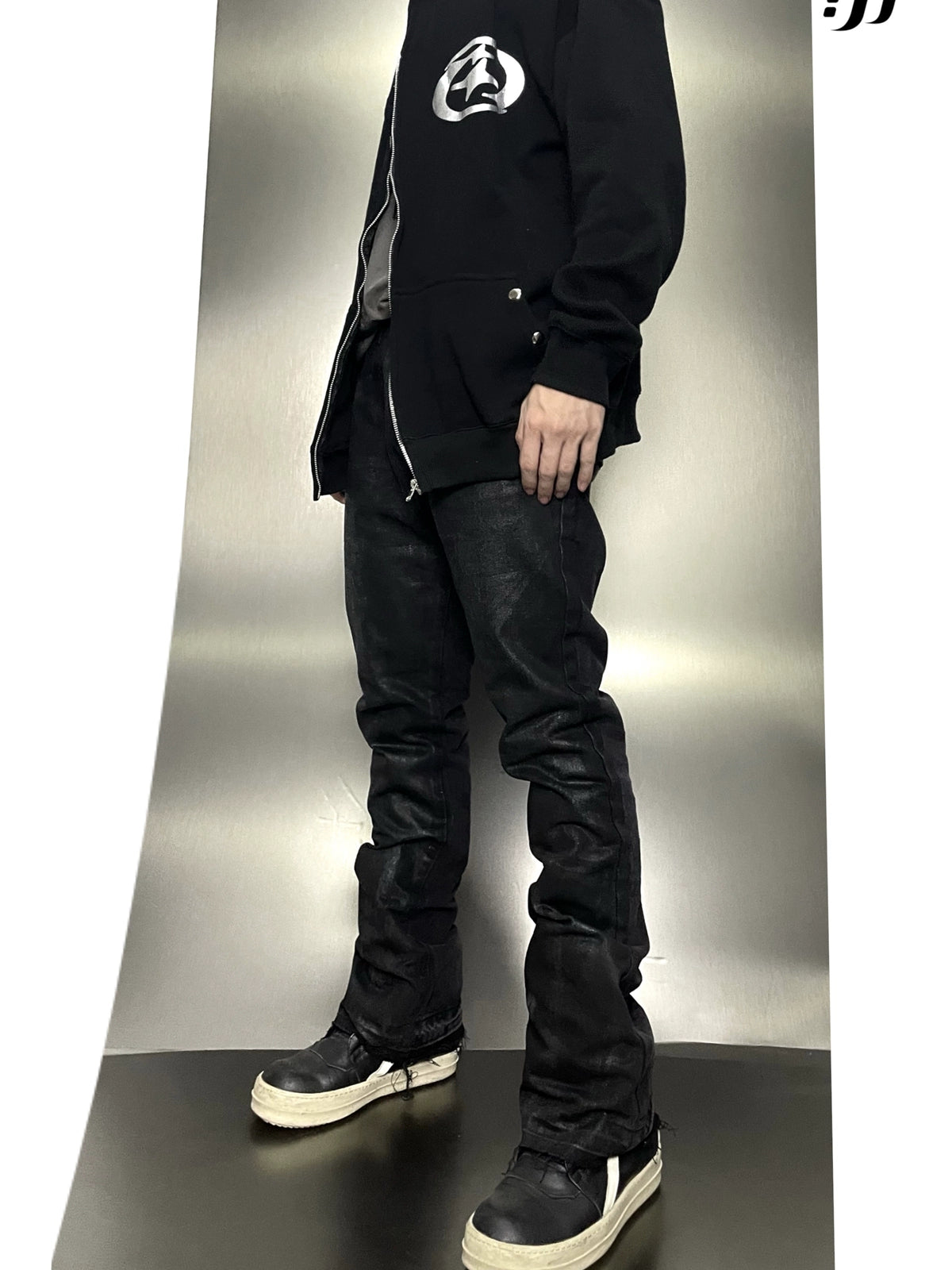 Micro-flared Destroyed Wax Pants  OR0322