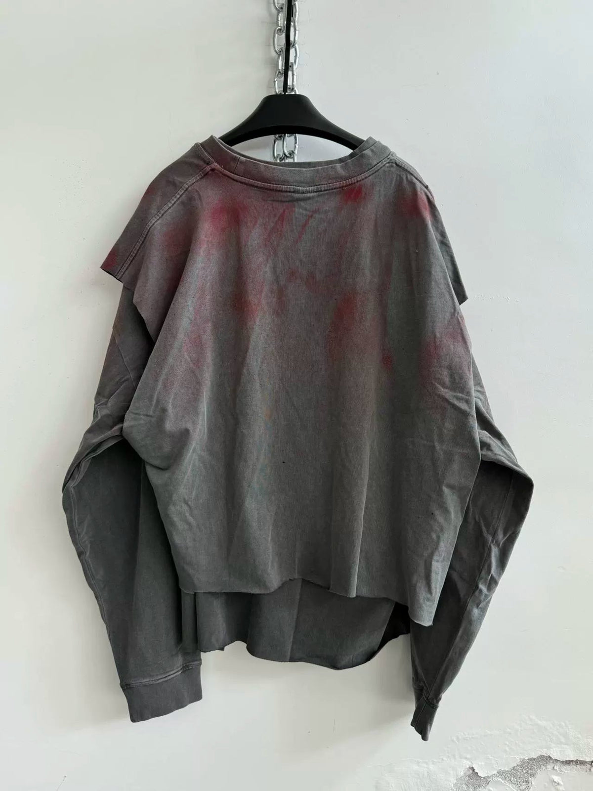 Washed Distressed Spray-dyed Long Tee  OR0325