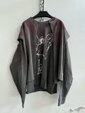 Washed Distressed Spray-dyed Long Tee  OR0325
