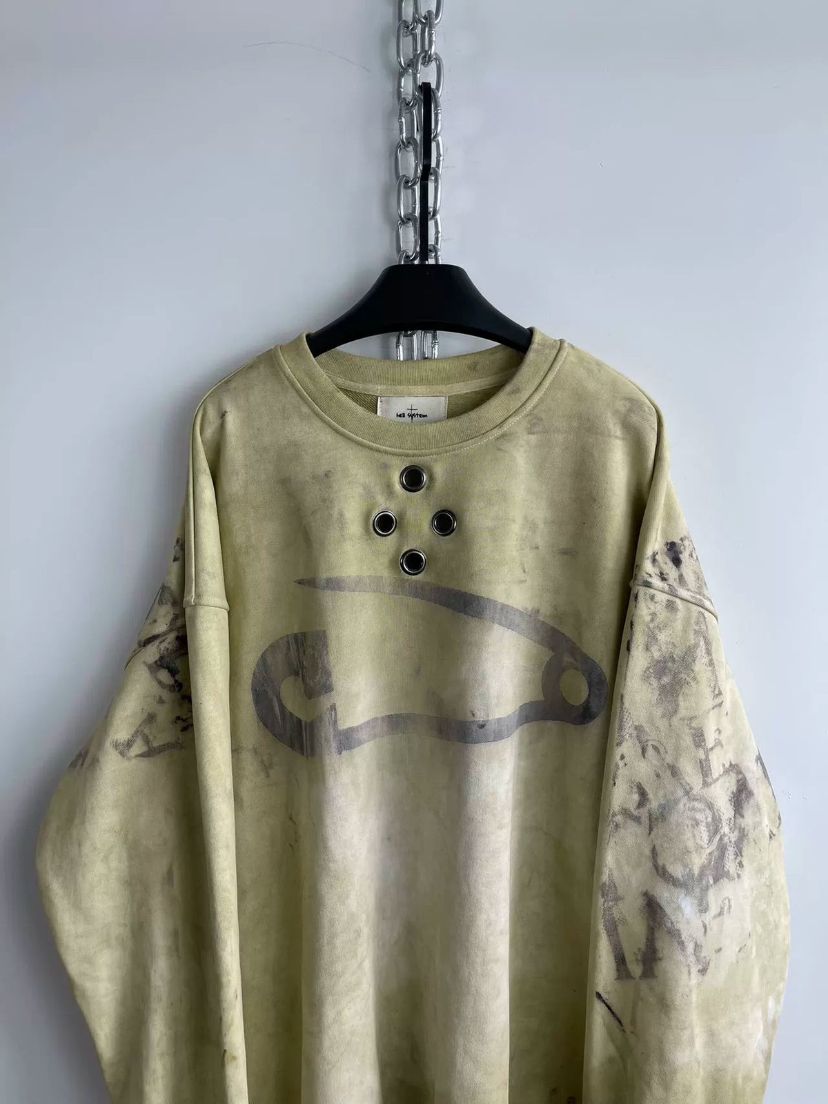 Washed Tie-dye Air Button Sweatshirt  OR0326