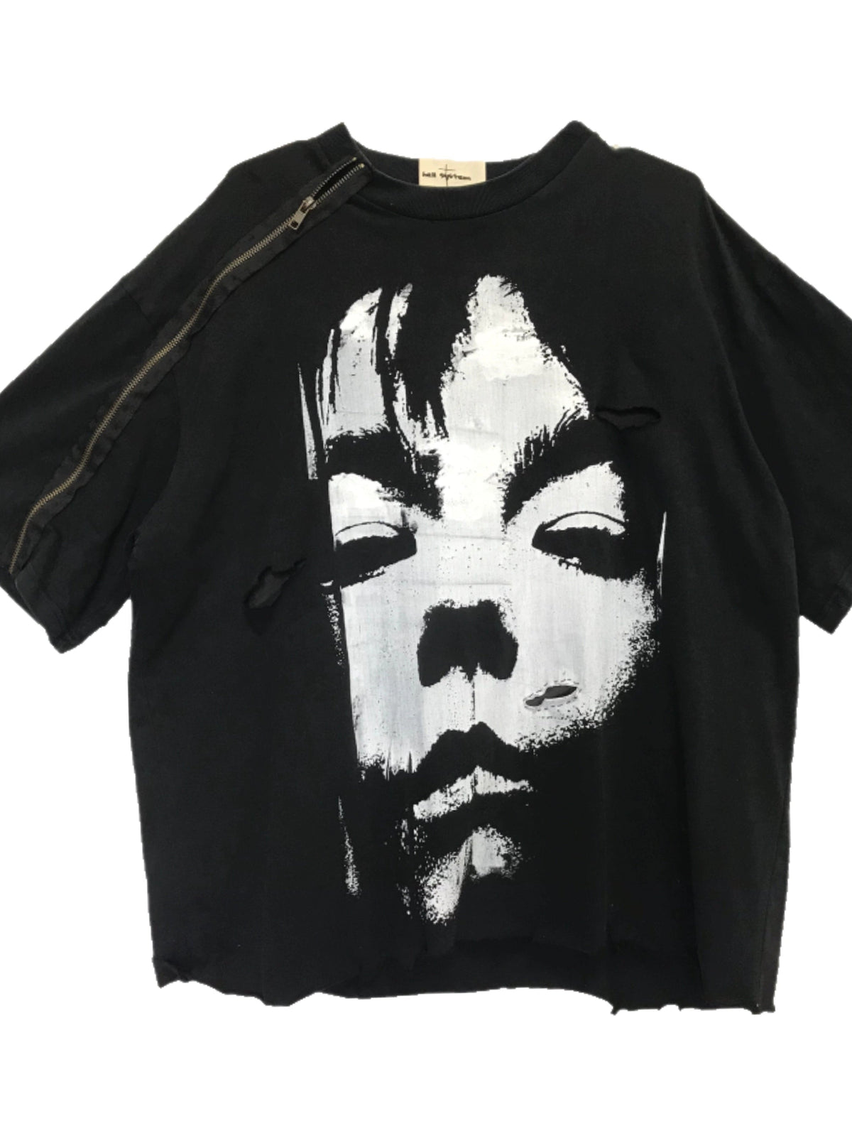 Black Portrait Zipper Tee  OR0328