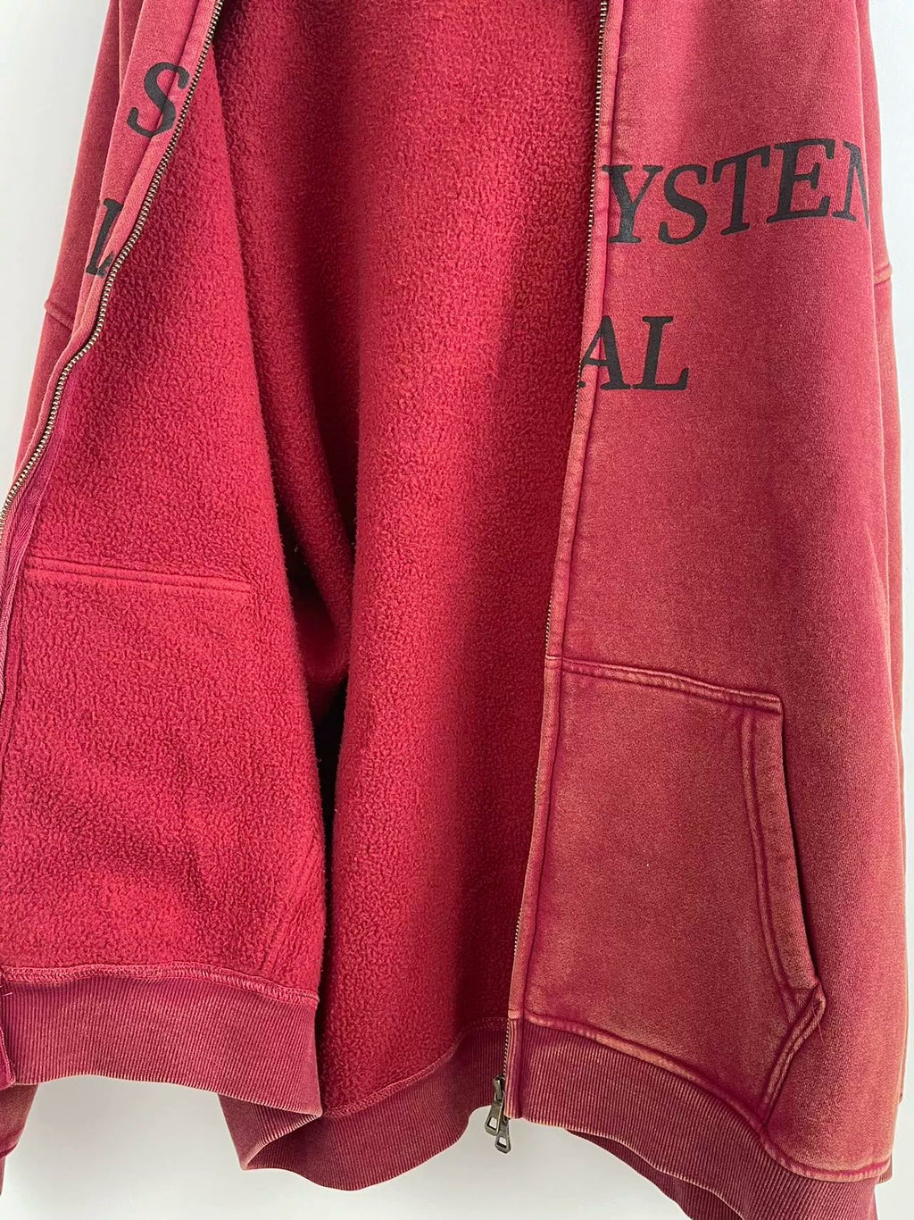 Washed Old Plus Velvet Zip Hoodie  OR0331