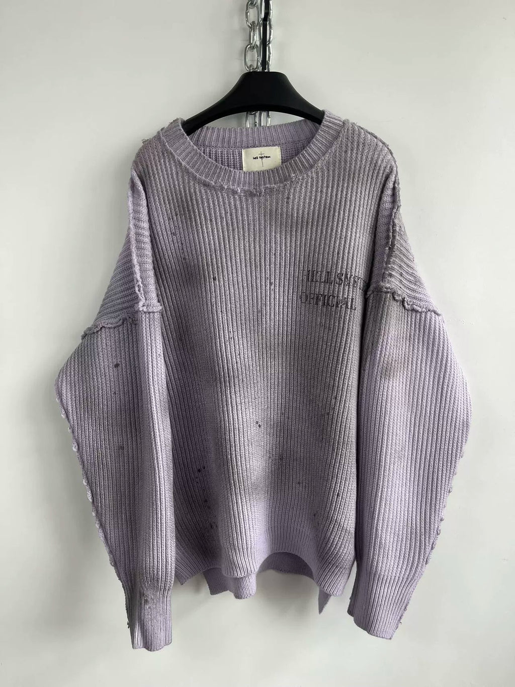 Distressed Print Reverse Knit  OR0342