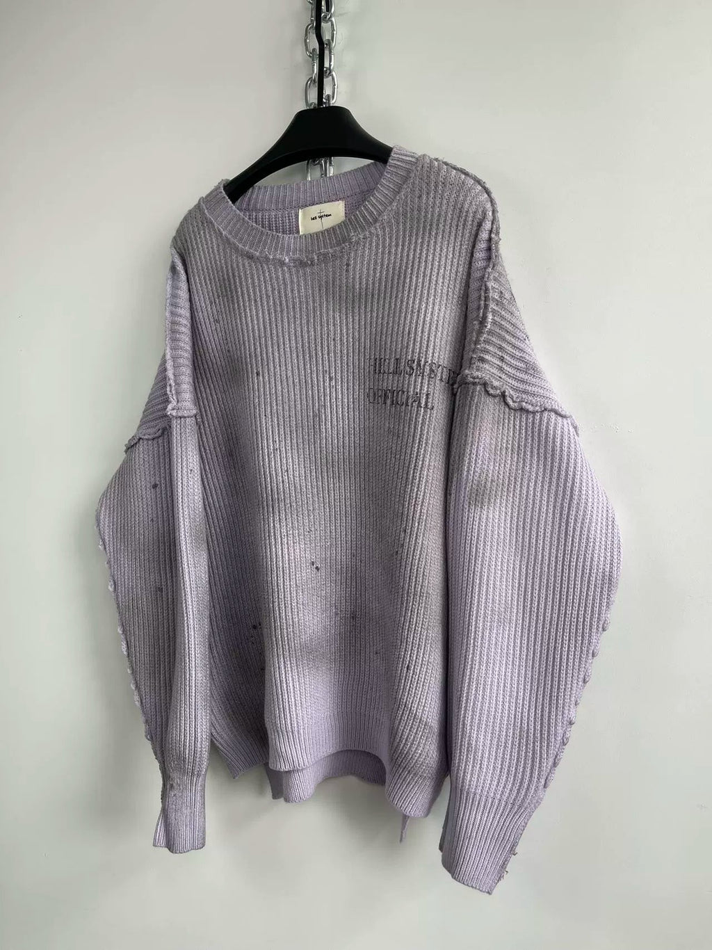 Distressed Print Reverse Knit  OR0342