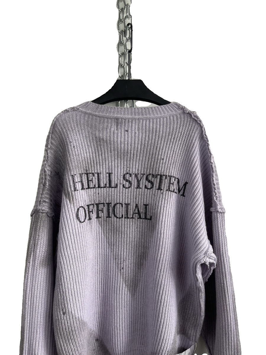 Distressed Print Reverse Knit  OR0342
