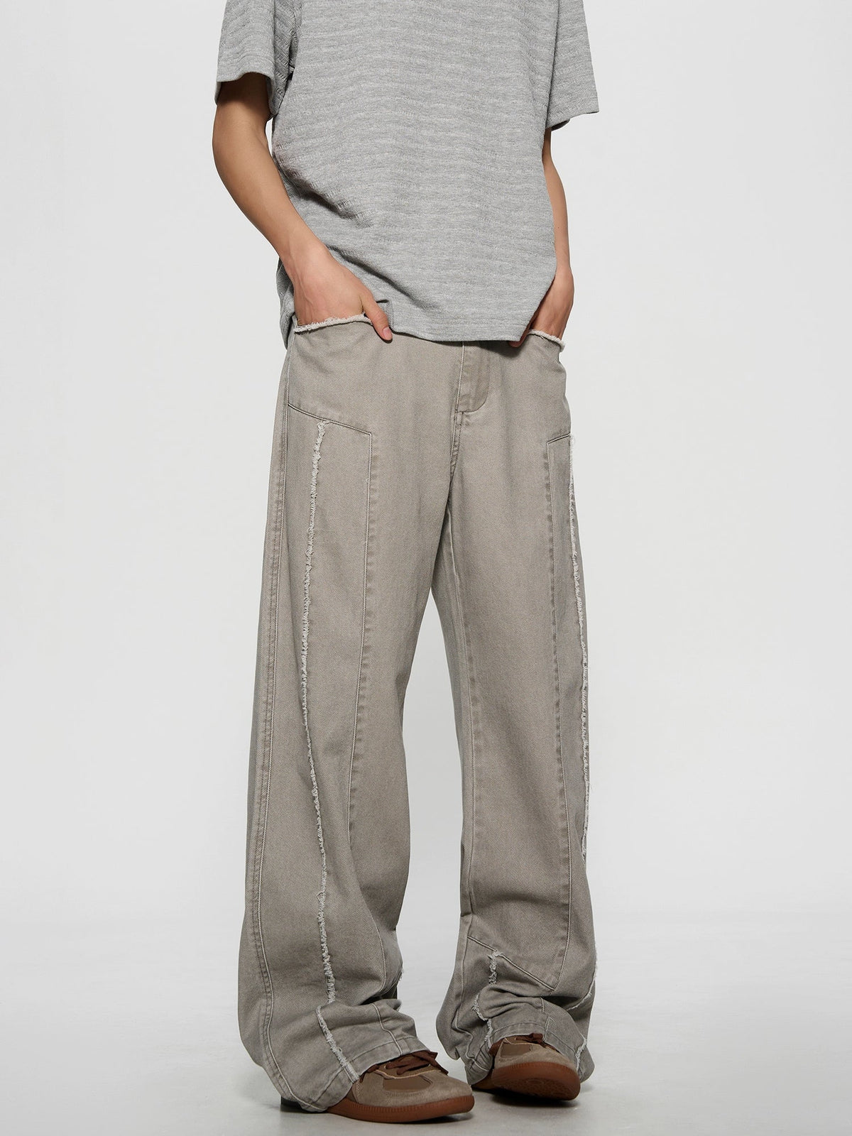 Distressed Raw Edge Denim Pants  OR0356