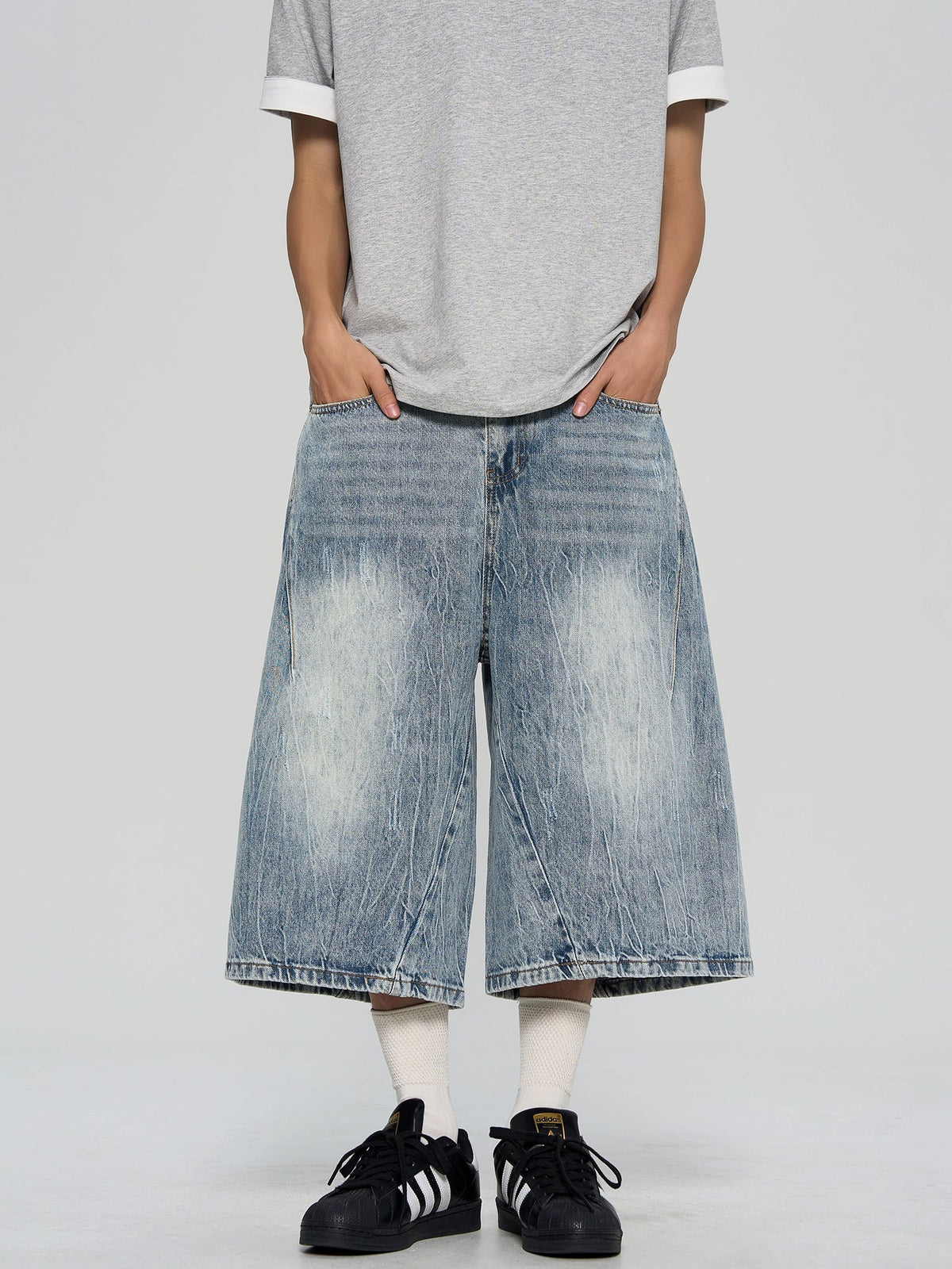 Heavy Washed Denim Shorts  OR0357
