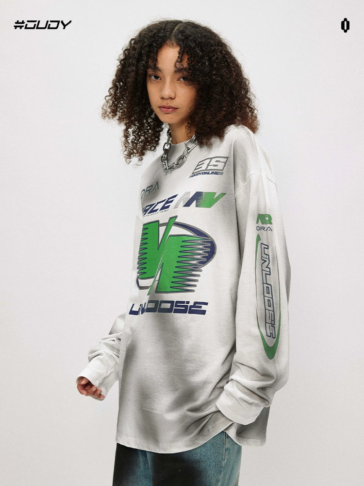 Dirty Logo Splicing Long Tee  OR0361