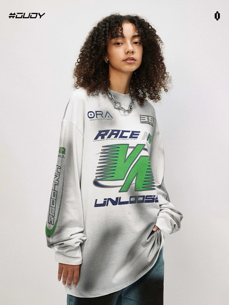 Dirty Logo Splicing Long Tee  OR0361
